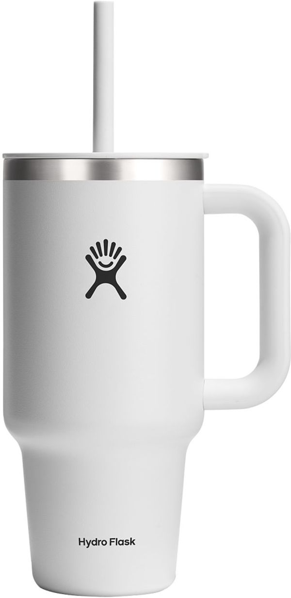 Am image of a Custom Hydro Flask All Around Travel Tumbler 32oz with Straw in White!