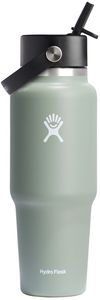 Am image of a Custom Hydro Flask Travel Bottle With Flex Straw Cap 32oz in Agave!