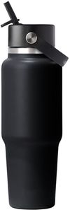 Am image of a Custom Hydro Flask Travel Bottle With Flex Straw Cap 32oz in Black!