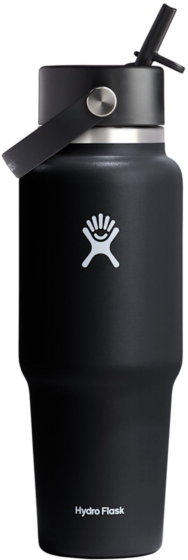 Am image of a Custom Hydro Flask Travel Bottle With Flex Straw Cap 32oz in Black!
