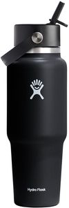 Am image of a Custom Hydro Flask Travel Bottle With Flex Straw Cap 32oz in Black!