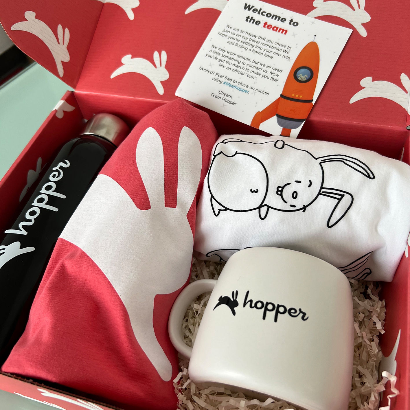 Hopper gift box that we printed for their onboarding gifts.