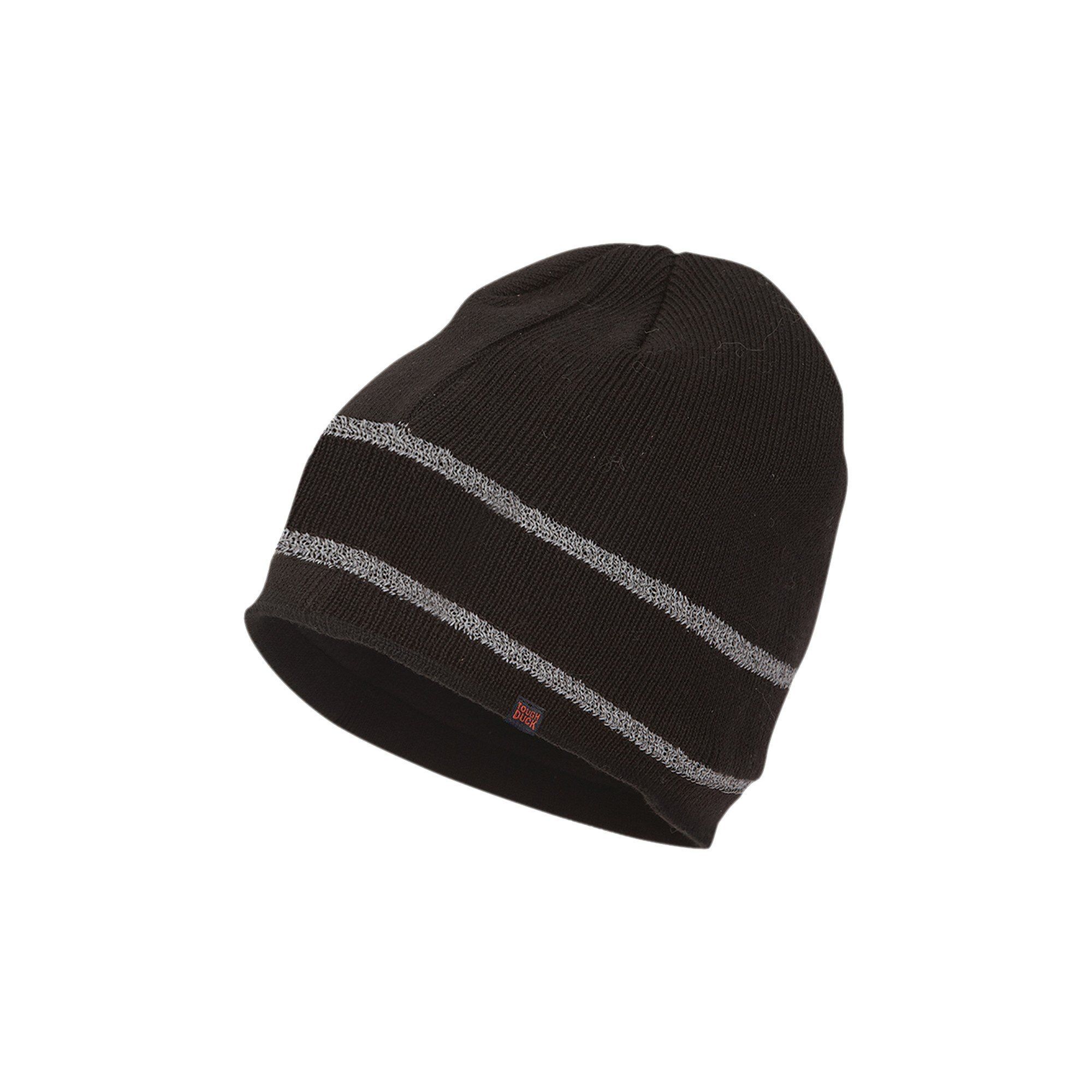Tough Duck Acrylic Knit Toque with Reflective Striping in Black