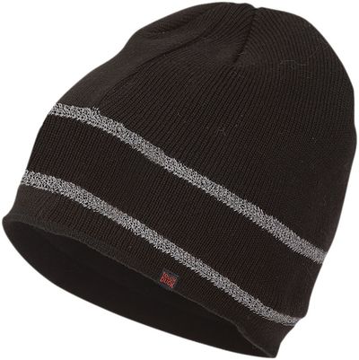 Am image of a Custom Tough Duck Acrylic Knit Toque with Reflective Striping in Black!