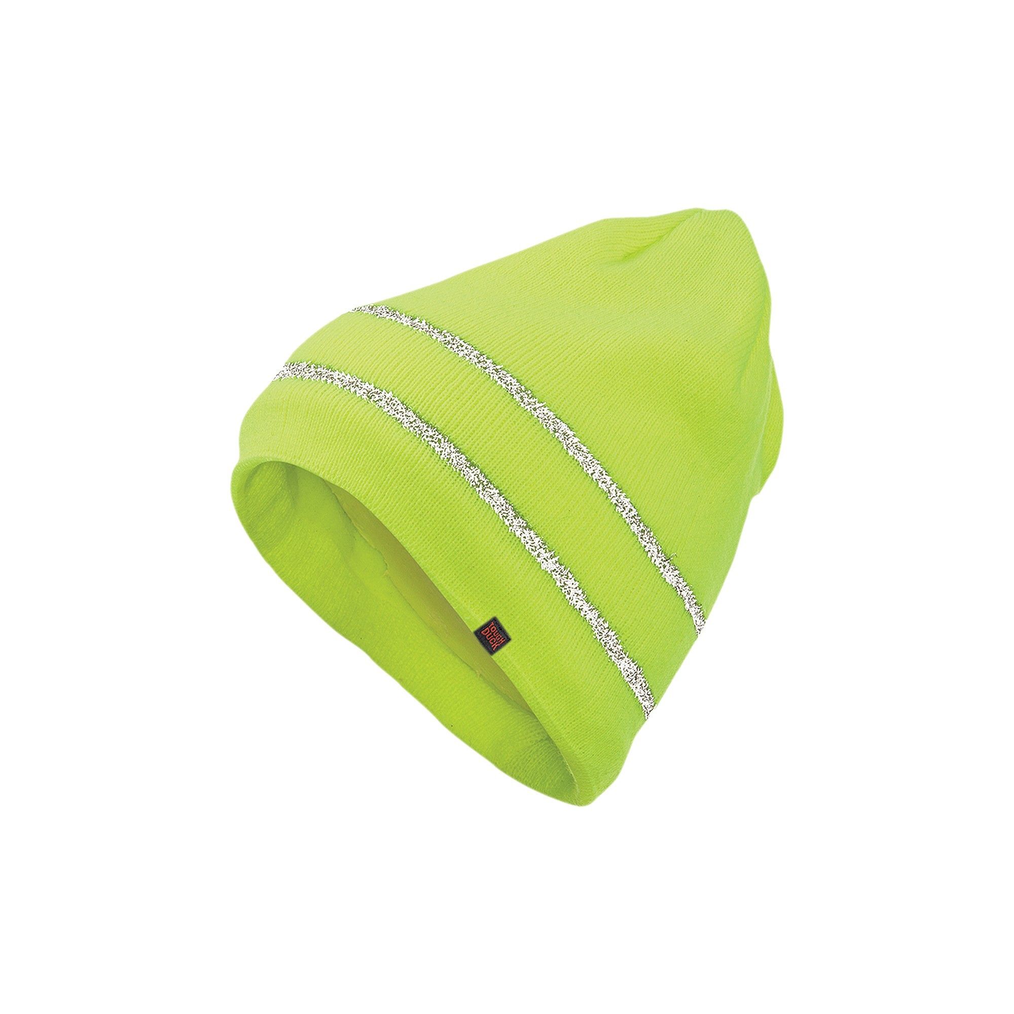 Tough Duck Acrylic Knit Toque with Reflective Striping in Fluorescent Green