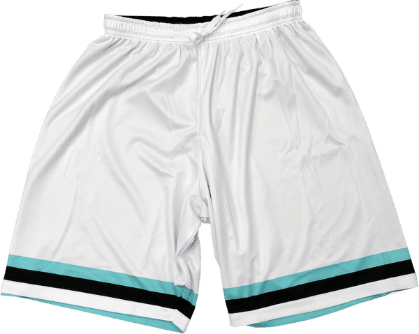 Am image of a Custom Sublimated Youth Girls Basketball Shorts in Full Colour Sublimation!