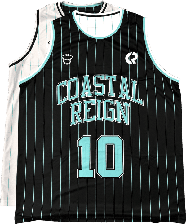 Am image of a Custom Sublimated Reversible Crew Neck Basketball Jersey in Full Colour Sublimation!