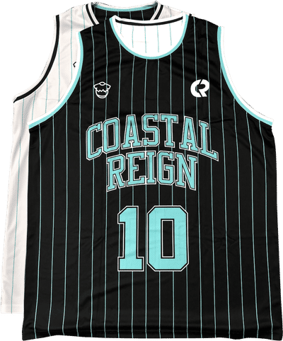 Am image of a Custom Sublimated Reversible Crew Neck Basketball Jersey in Full Colour Sublimation!
