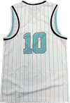 Am image of a Custom Sublimated V Neck Racerback Womens Reversible Basketball Jersey in Full Colour Sublimation!