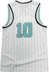 Am image of a Custom Sublimated V Neck Racerback Youth Girls Reversible Basketball Jersey in Full Colour Sublimation!
