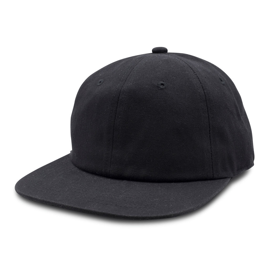 Nissi Washed Cotton Flat Bill Cap in Black