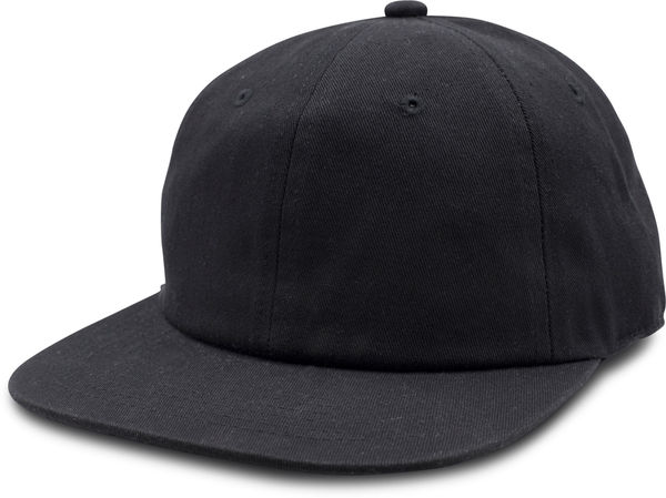 Am image of a Custom Nissi Washed Cotton Flat Bill Cap in Black!