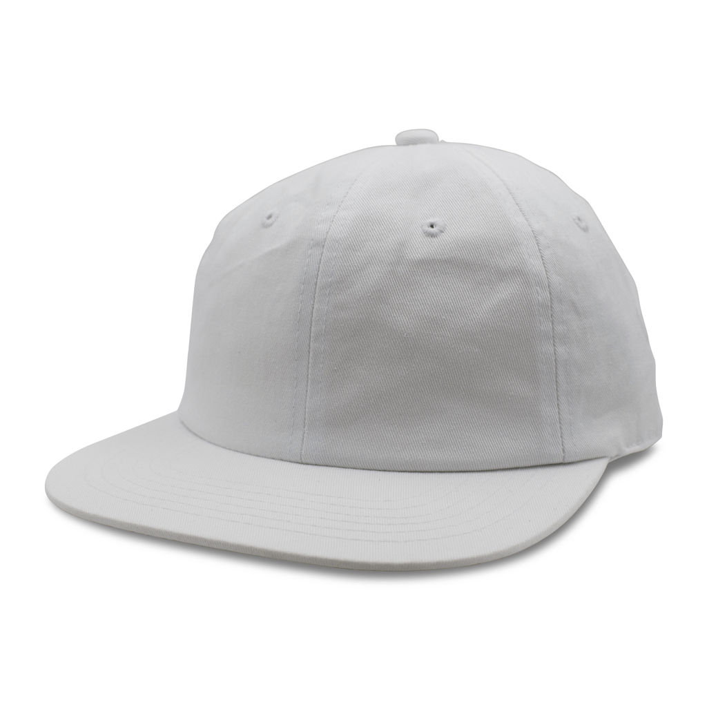 Nissi Washed Cotton Flat Bill Cap in White
