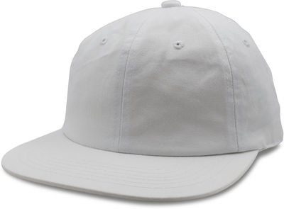 Am image of a Custom Nissi Washed Cotton Flat Bill Cap in White!