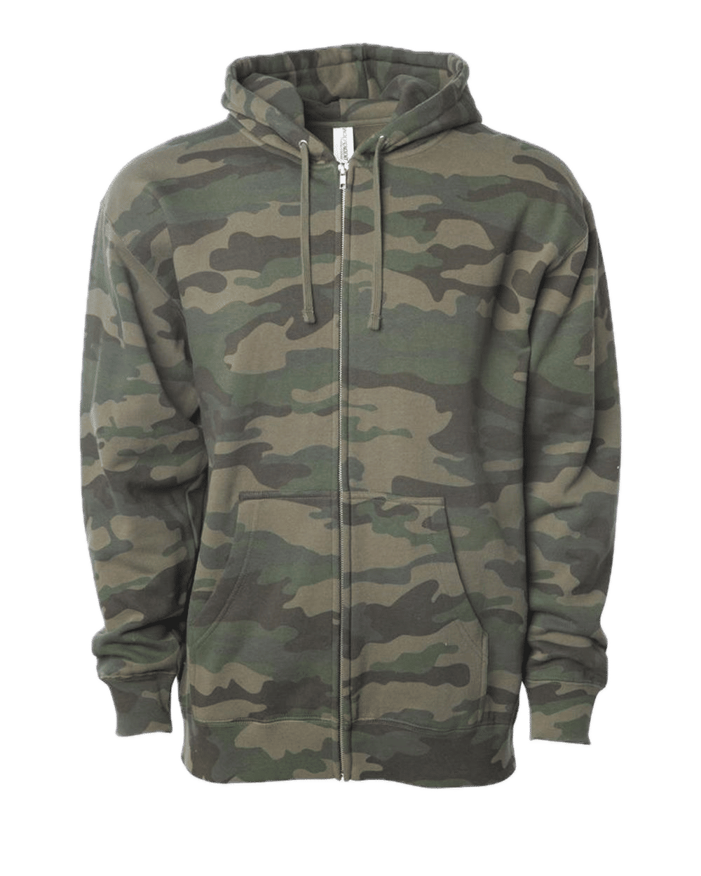 INDEPENDENT TRADING CO ADULT MIDWEIGHT ZIP HOODED SWEATSHIRT in Forest Camo