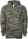 Am image of a Custom INDEPENDENT TRADING CO ADULT MIDWEIGHT ZIP HOODED SWEATSHIRT in Forest Camo!
