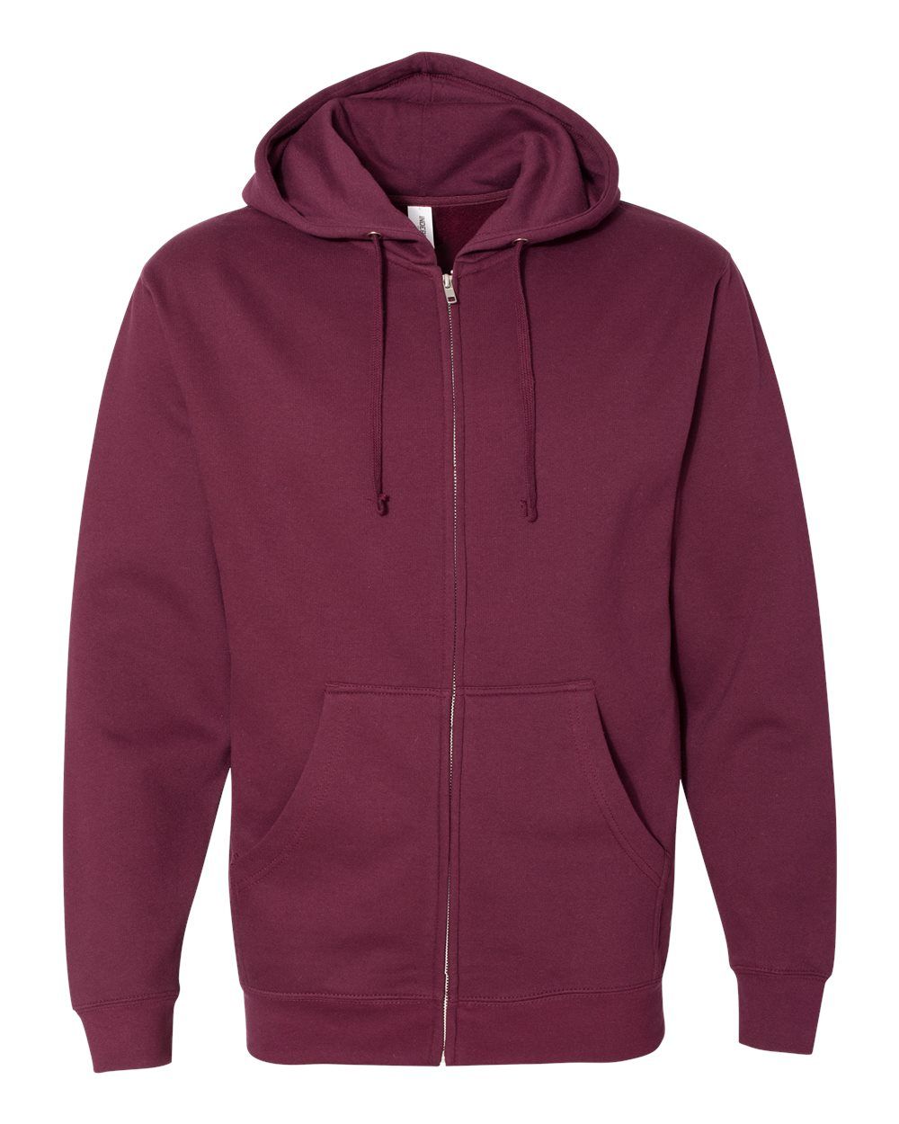 INDEPENDENT TRADING CO ADULT MIDWEIGHT ZIP HOODED SWEATSHIRT in Maroon