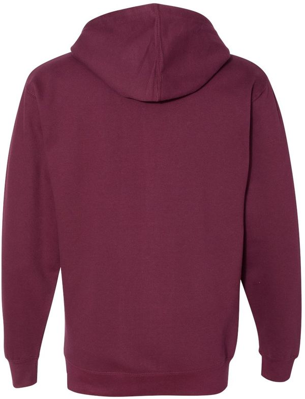 Am image of a Custom INDEPENDENT TRADING CO ADULT MIDWEIGHT ZIP HOODED SWEATSHIRT in Maroon!