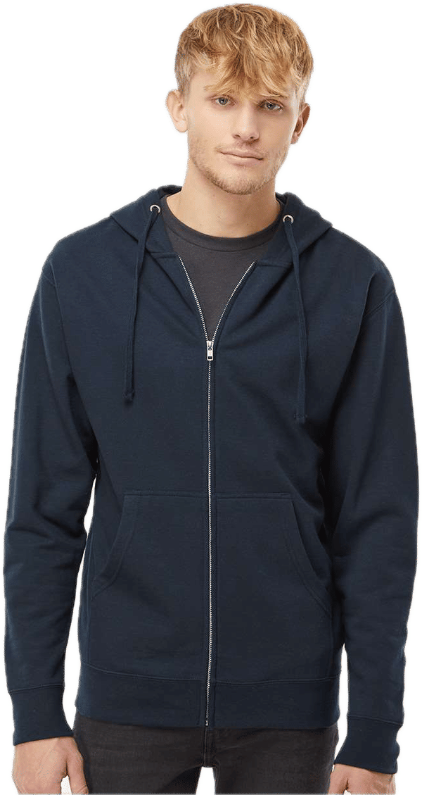 An image of a Custom INDEPENDENT TRADING CO ADULT MIDWEIGHT ZIP HOODED SWEATSHIRT!