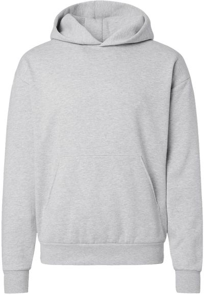 Am image of a Custom Independent Trading Co Avenue Pullover Hooded Sweatshirt in Grey Heather!