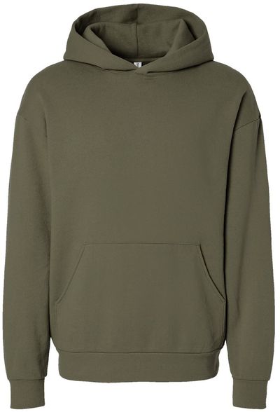 Am image of a Custom Independent Trading Co Avenue Pullover Hooded Sweatshirt in Olive!