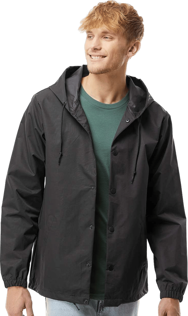An image of a Custom Independent Trading Co Hooded Water Resistant Windbreaker Jacket!
