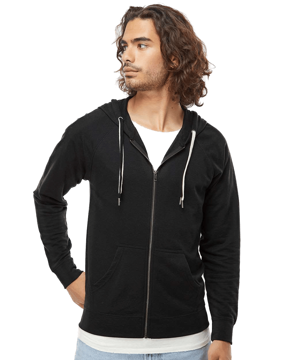 Independent Trading Co Icon Unisex Lightweight Loopback Terry Full Zip Hooded Sweatshirt
