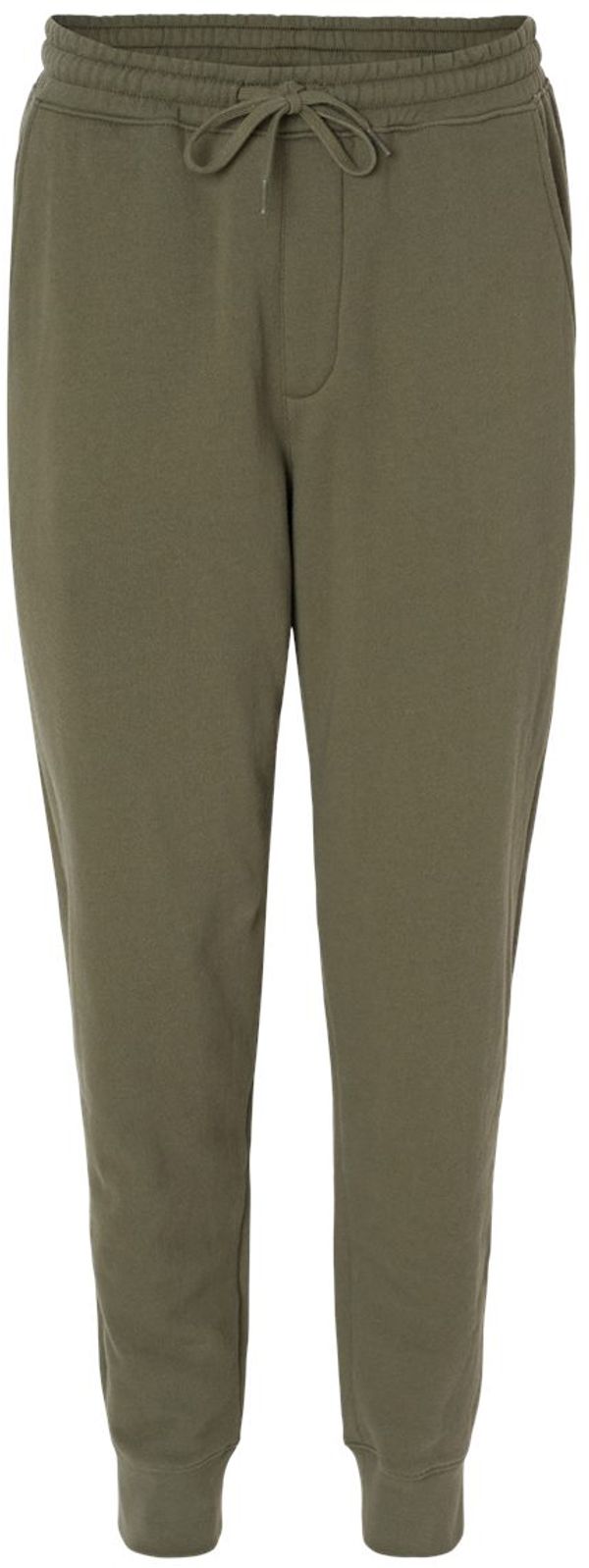 An image of a Custom Independent Trading Co Midweight Fleece Pants in Army!