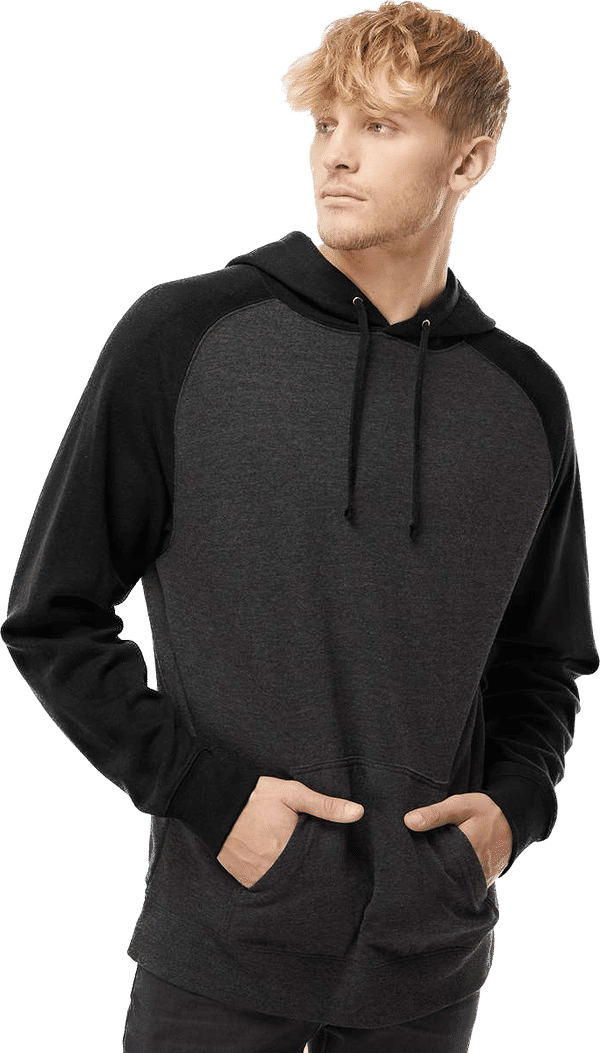 An image of a Custom Independent Trading Co Raglan Hooded Pullover Sweatshirt!