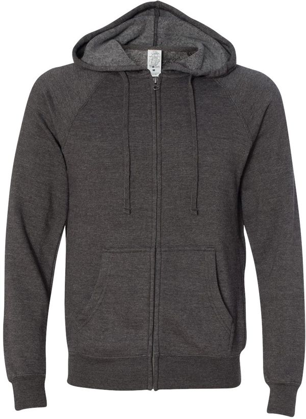An image of a Custom Independent Trading Co Unisex Special Blend Zip Hooded Sweatshirt in Carbon Charcoal Heather!