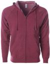 An image of a Custom Independent Trading Co Unisex Special Blend Zip Hooded Sweatshirt in Crimson Heather!
