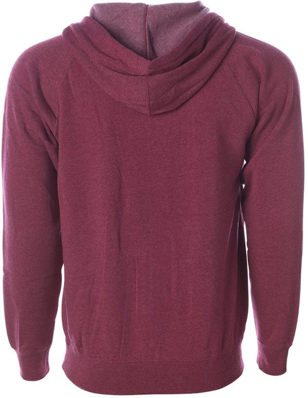 An image of a Custom Independent Trading Co Unisex Special Blend Zip Hooded Sweatshirt in Crimson Heather!