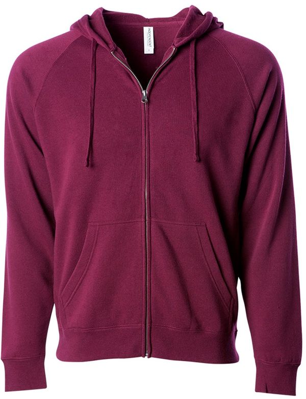 An image of a Custom Independent Trading Co Unisex Special Blend Zip Hooded Sweatshirt in Maroon!
