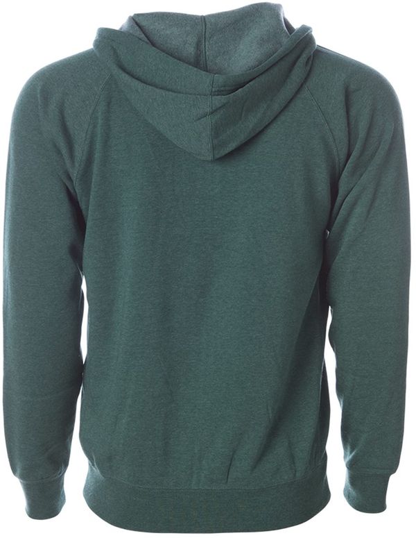 An image of a Custom Independent Trading Co Unisex Special Blend Zip Hooded Sweatshirt in Moss Heather!