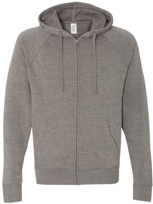 An image of a Custom Independent Trading Co Unisex Special Blend Zip Hooded Sweatshirt in Nickel Gunmetal Heather!