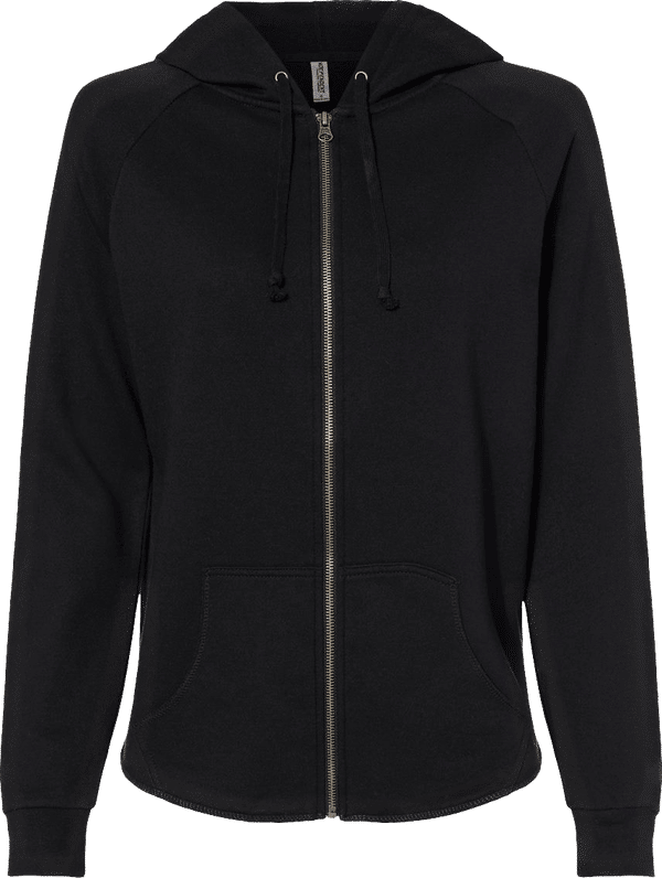 Am image of a Custom Independent Trading Co Women's California Wave Wash Zip Hood in Black!