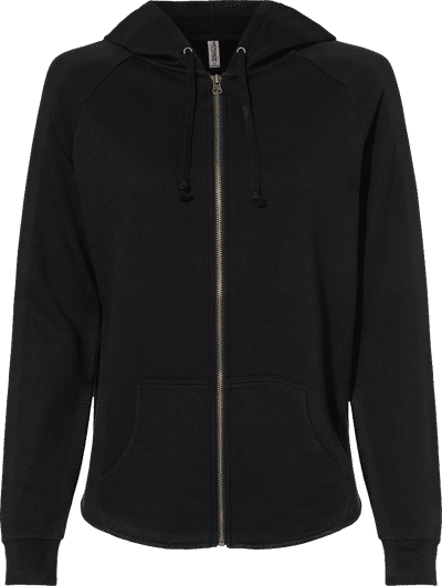 Am image of a Custom Independent Trading Co Women's California Wave Wash Zip Hood in Black!