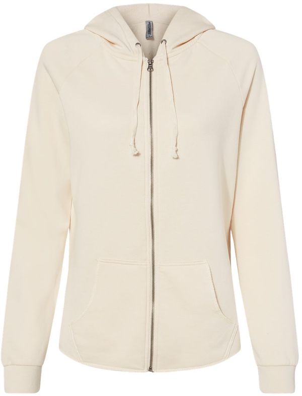 Am image of a Custom Independent Trading Co Women's California Wave Wash Zip Hood in Bone!