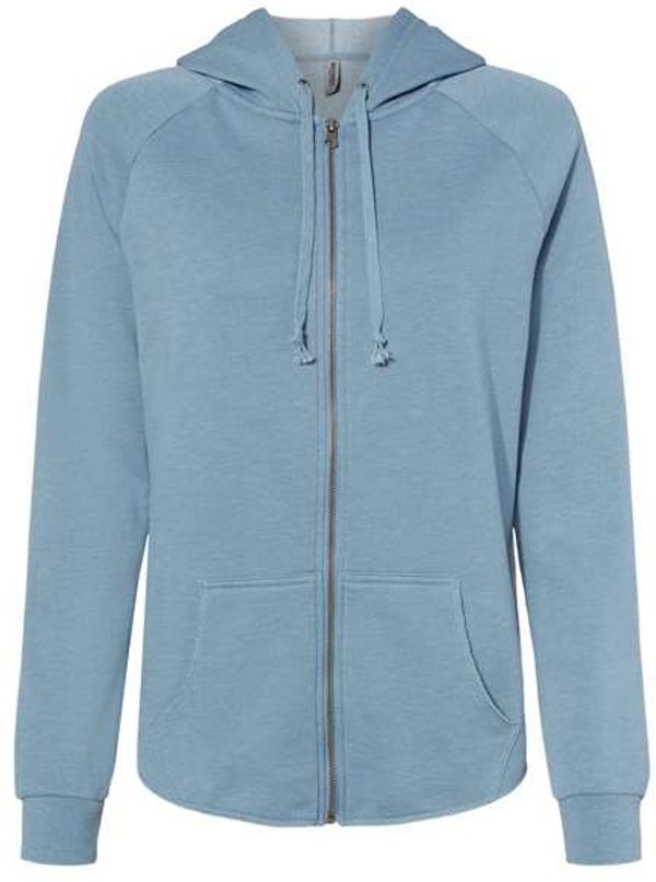 Am image of a Custom Independent Trading Co Women's California Wave Wash Zip Hood in Misty Blue!