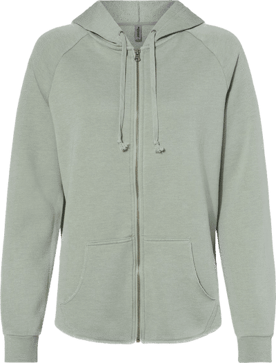 Am image of a Custom Independent Trading Co Women's California Wave Wash Zip Hood in Sage!