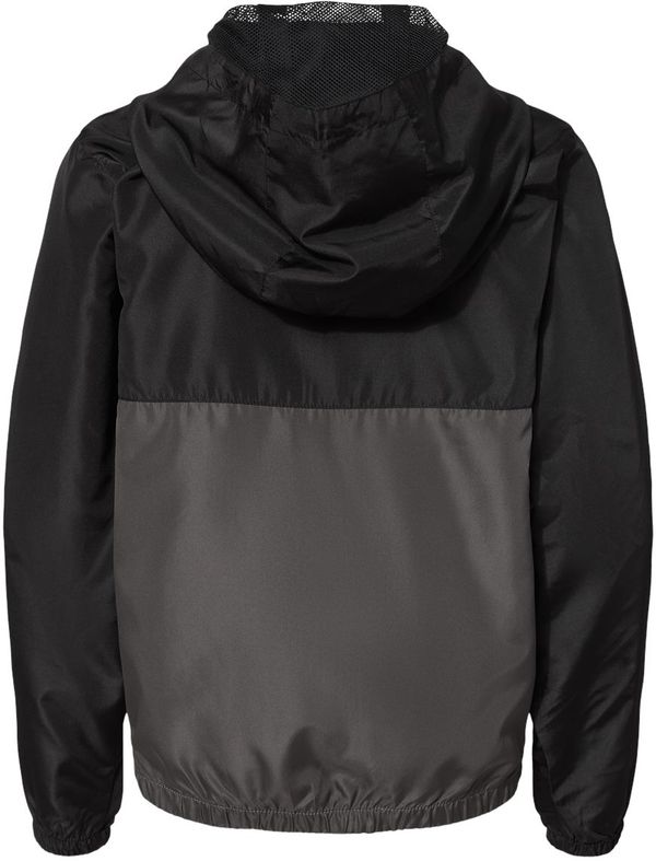 An image of a Custom Independent Trading Co Youth Lightweight Windbreaker Jacket in Black/Graphite!
