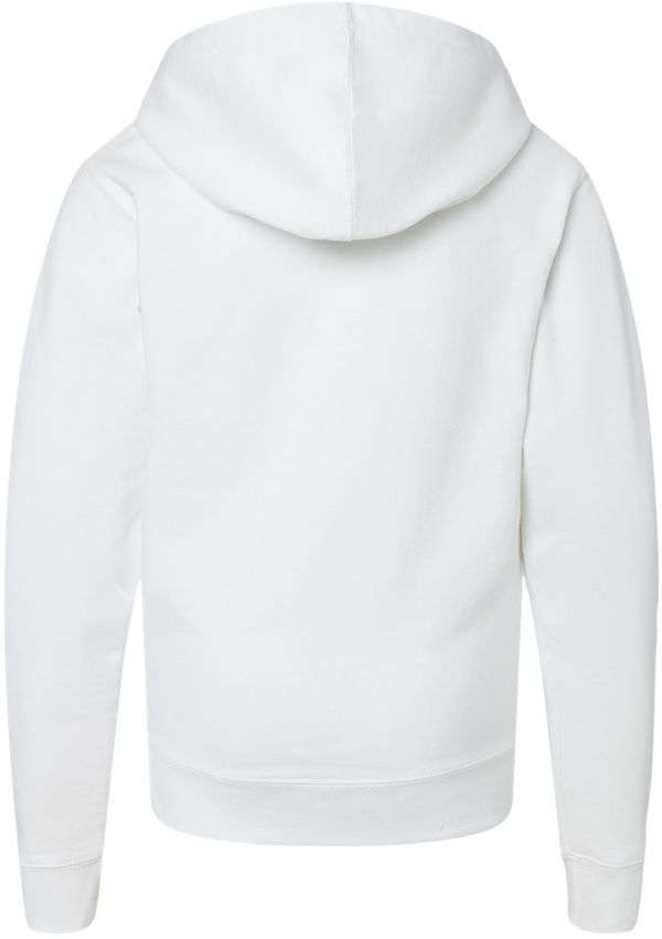 An image of a Custom Independent Trading Co Youth Midweight Hooded Sweatshirt in White!