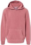 An image of a Custom Independent Trading Co Youth Midweight Pigment Dyed Hooded Sweatshirt in Pigment Maroon!