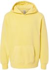 An image of a Custom Independent Trading Co Youth Midweight Pigment Dyed Hooded Sweatshirt in Pigment Yellow!