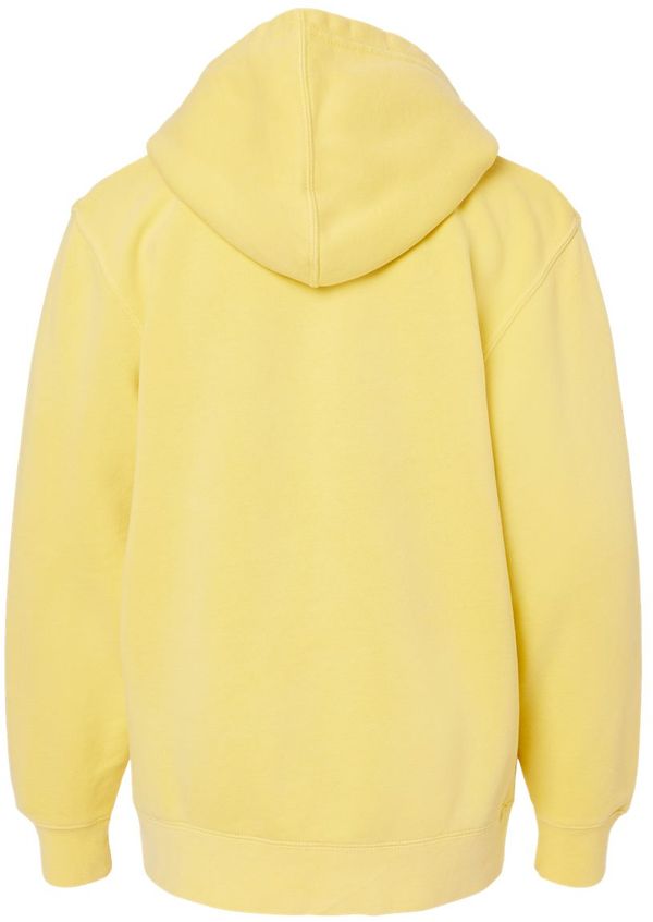 An image of a Custom Independent Trading Co Youth Midweight Pigment Dyed Hooded Sweatshirt in Pigment Yellow!