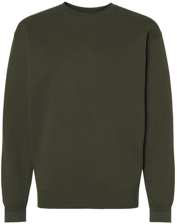 Am image of a Custom Independent Trading Co. Mens Heavy Weight Crew Neck in Army!