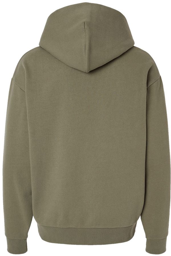 Am image of a Custom Independent Trading Co Mainstreet Hooded Sweatshirt in Olive!