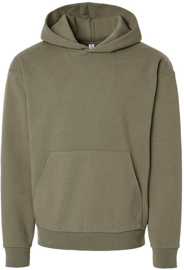 Am image of a Custom Independent Trading Co Mainstreet Hooded Sweatshirt in Olive!