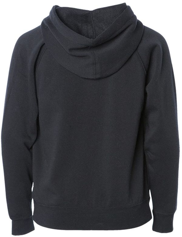 Am image of a Custom Independent Trading Co Toddler Lightweight Special Blend Raglan Zip Hood in Black!