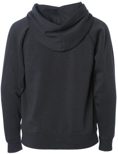 Am image of a Custom Independent Trading Co Toddler Lightweight Special Blend Raglan Zip Hood in Black!